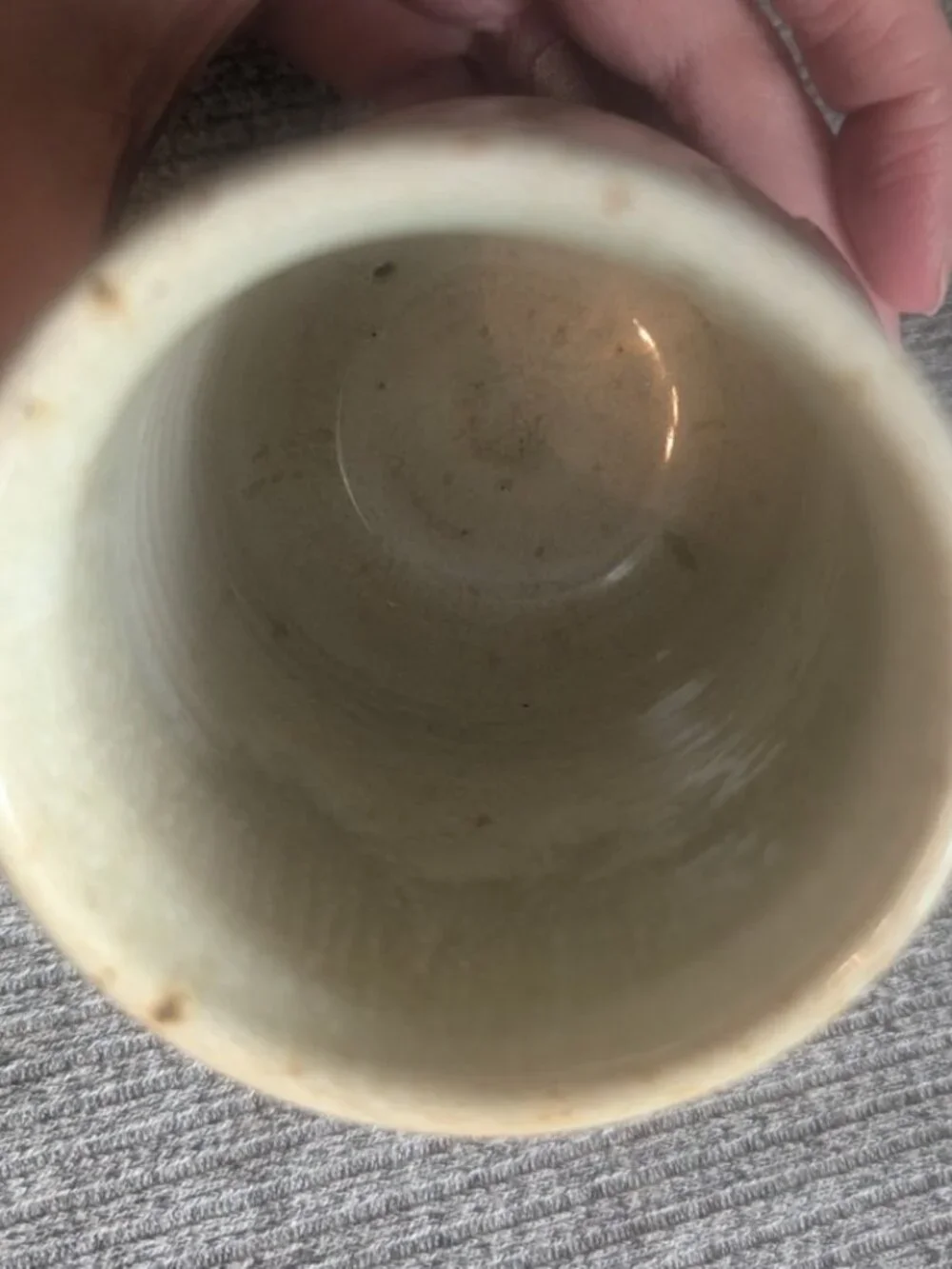 Glazed Speckled Pottery Leaf Cup with 3D Leaf Design, EUC - Picture 3 of 4